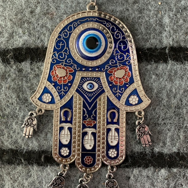 Blessing Metal Blue Eye Decoration turkish Religious Evil Eye Wall Hanging Fatima of Hand Home Decor