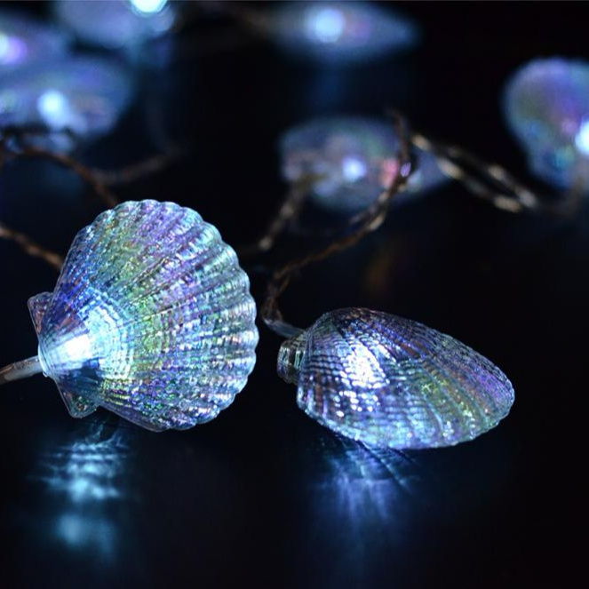 New Design Sea Nautical Theme Shell Shape String Light Aquarium Decorative Hanging Lights Battery 3D Animal Seashell Night Light