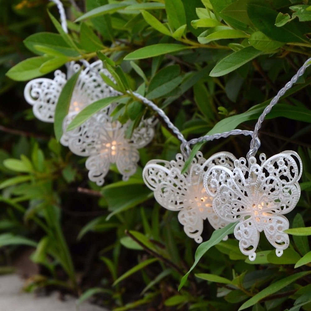 CE garland led decorative light 10L battery operated led Butterfly string lights with metal decoration