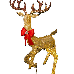 Christmas Outdoor Decoration 2 Piece LED Twinkle Champagne Giant Reindeer Motif Light