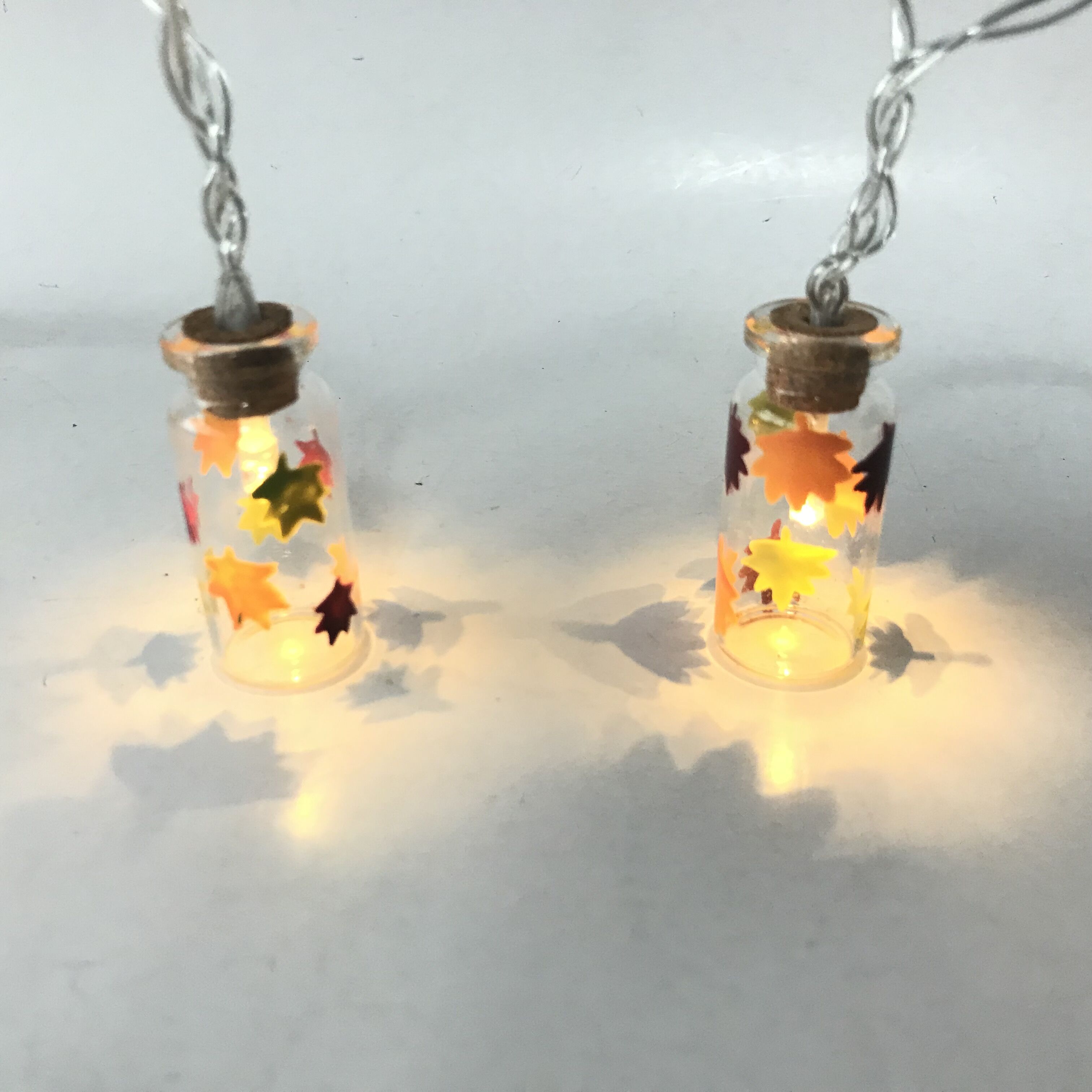 Maple leaf printing bottle shaped string light battery fairy led light chain lights for harvest decoration