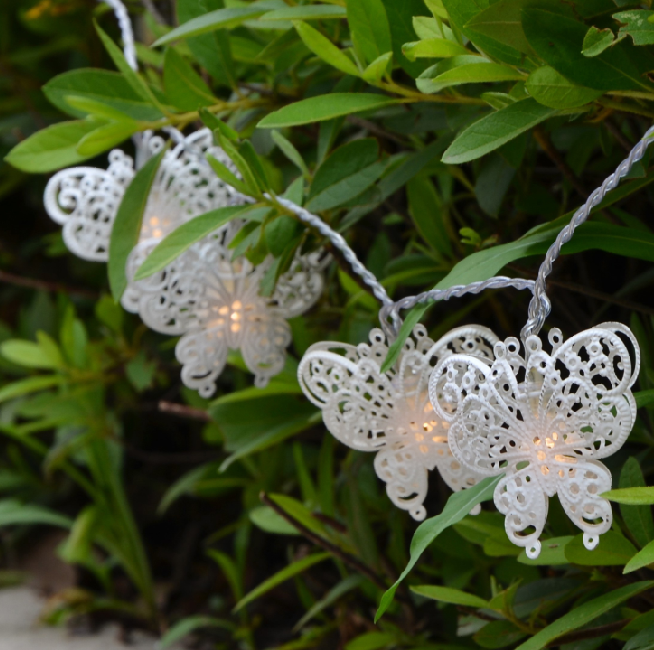 CE garland led decorative light 10L battery operated led Butterfly string lights with metal decoration