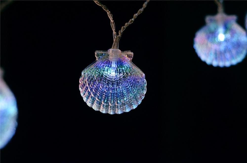 New Design Sea Nautical Theme Shell Shape String Light Aquarium Decorative Hanging Lights Battery 3D Animal Seashell Night Light