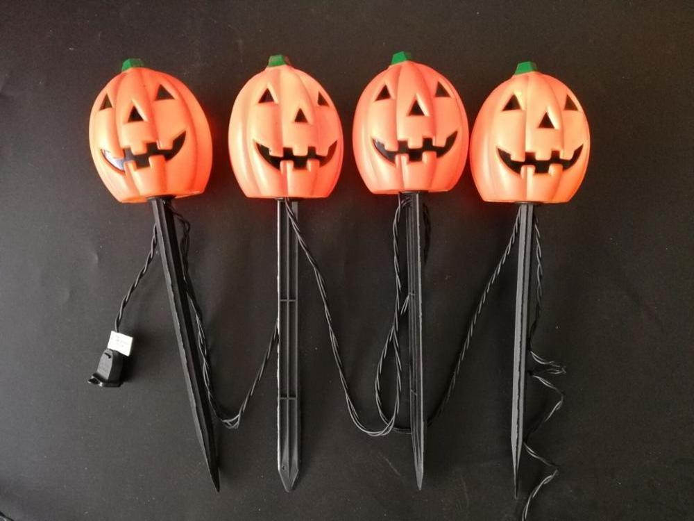 UL 4PK Outdoor Lights Halloween Pumpkin Pathway Lights For Garden Party Home Decoration