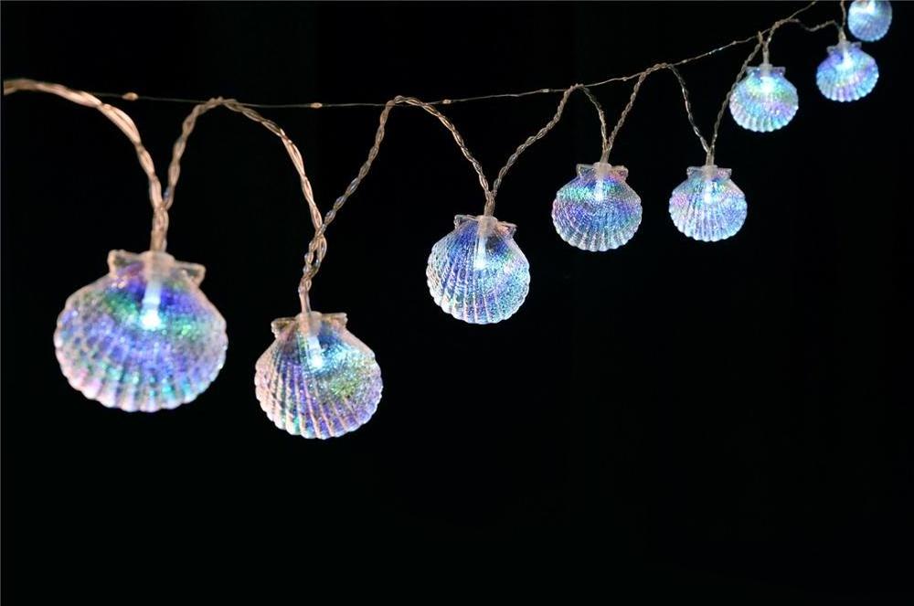 New Design Sea Nautical Theme Shell Shape String Light Aquarium Decorative Hanging Lights Battery 3D Animal Seashell Night Light