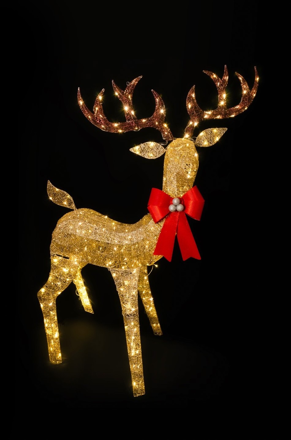 Christmas Outdoor Decoration 2 Piece LED Twinkle Champagne Giant Reindeer Motif Light