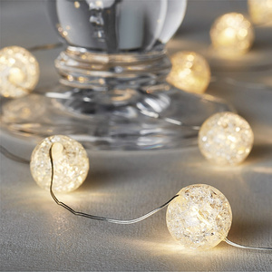 Fairy 20 LED Crystal Crackle Ball Copper Wire Lights String For Indoor Wedding Party