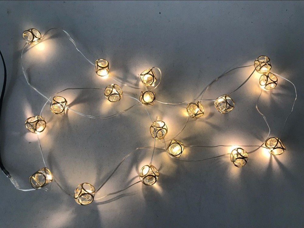 LED Battery Metal Cube Shape Cooper Wire String Lights for Christmas Party Wedding Decorations