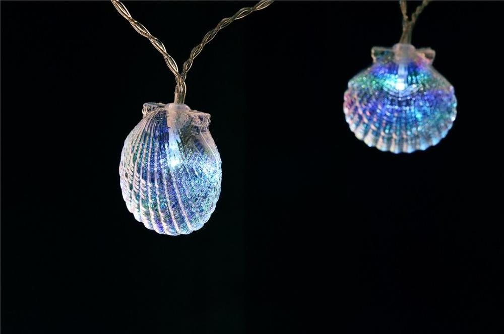 New Design Sea Nautical Theme Shell Shape String Light Aquarium Decorative Hanging Lights Battery 3D Animal Seashell Night Light