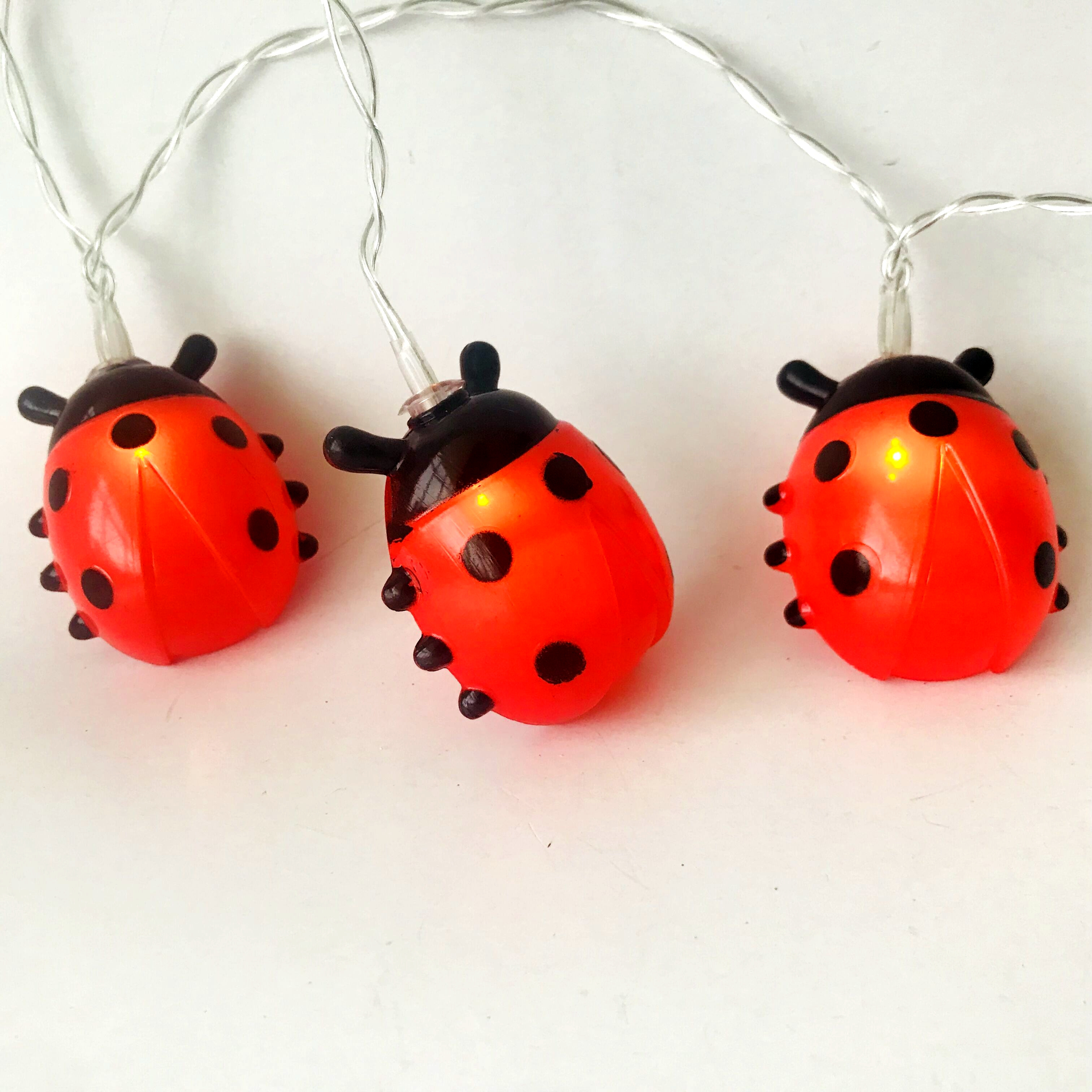 Summer Garden Decorative Battery Operated Led Ladybug Night Light  Indoor Outdoor Ladybird Animal Shaped String Lights For Kids