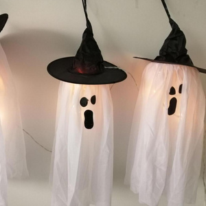 5PCS Fiber Ghost Light Halloween Party Decoration Neylon Ghost String Lights Outdoor and indoor Decor