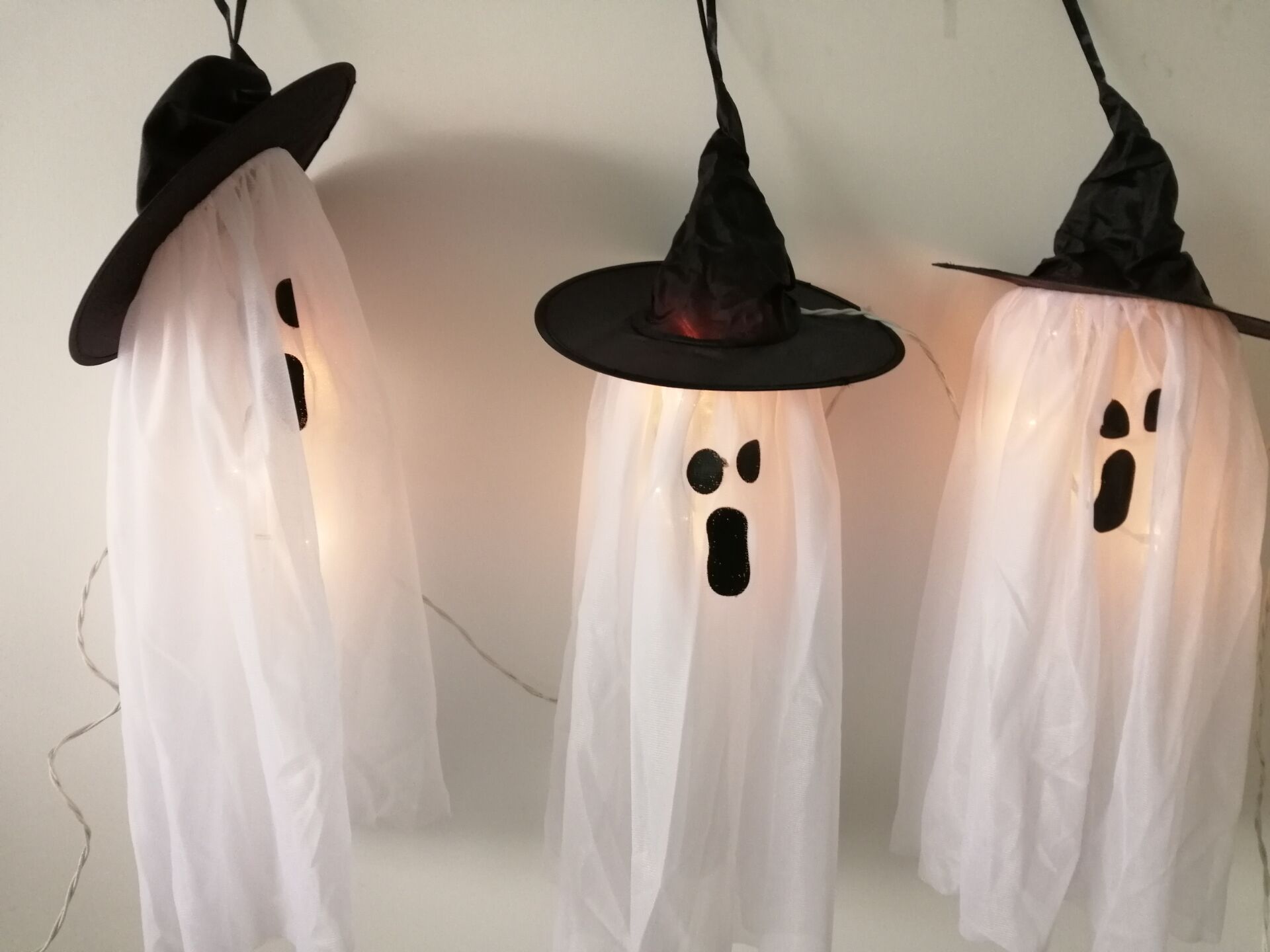 5PCS Fiber Ghost Light Halloween Party Decoration Neylon Ghost String Lights Outdoor and indoor Decor