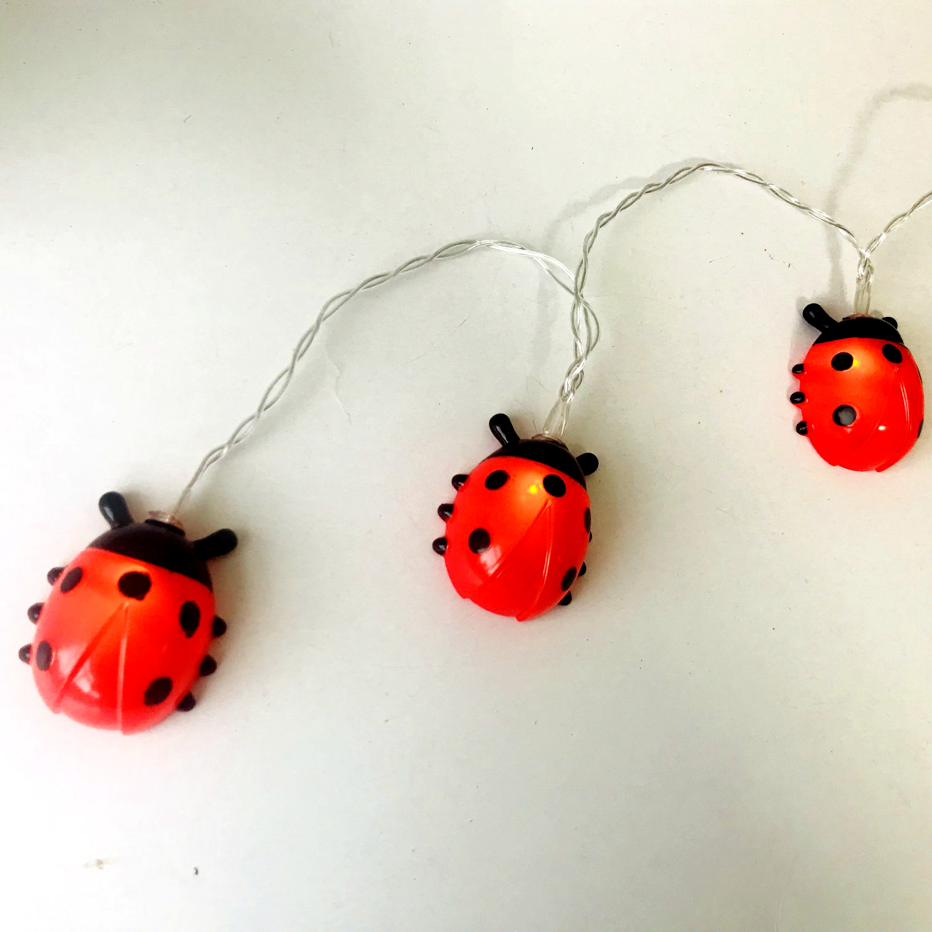 Summer Garden Decorative Battery Operated Led Ladybug Night Light  Indoor Outdoor Ladybird Animal Shaped String Lights For Kids