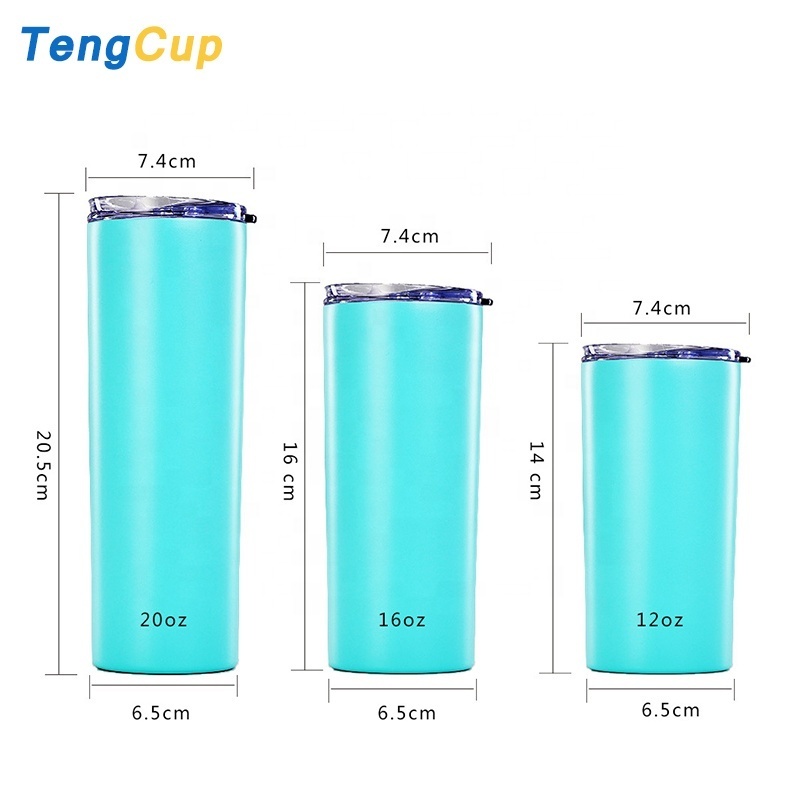 TY 20oz custom double wall vacuum insulated stainless steel travel mug straight  skinny tumbler with lid straw