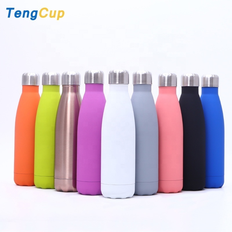 TY 500ml double wall stainless steel rubber painting thermo vacuum flask  sports water cola bottle