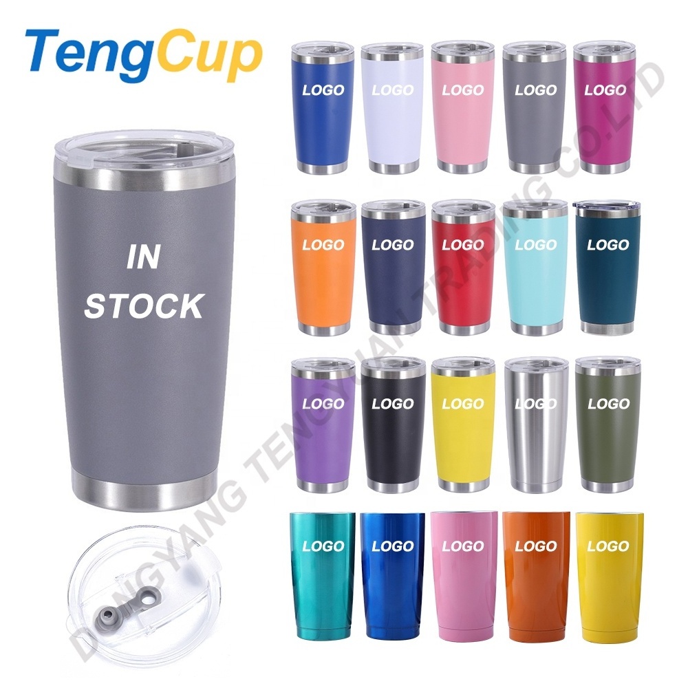 TY Custom logo yetys 20oz stainless steel tumbler Double wall vacuum insulated Travel Mug   with Slider Lid and straw