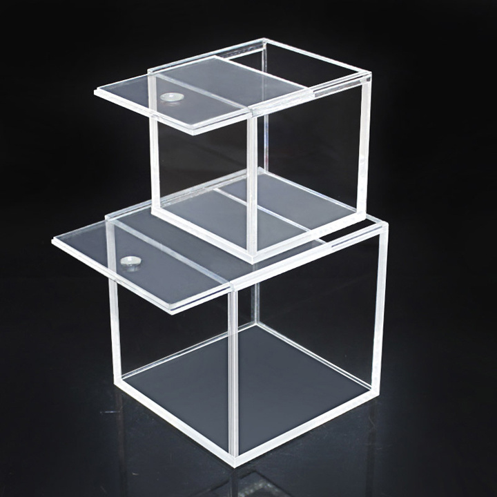 Custom Clear Acrylic 5 Sided Display Box 12x12x12cm