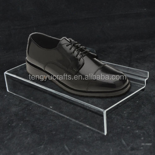 plexiglass lucite acrylic compact wall mounted cube slatwall shoe shelf for shoe store