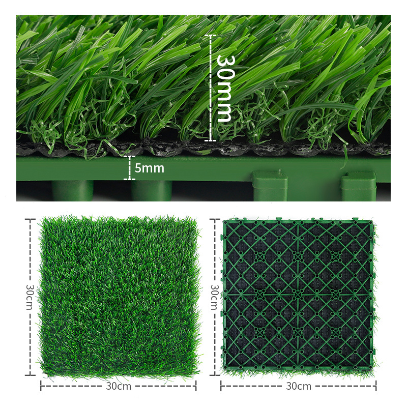 TY High Quality 30mm  Decoration Green Bottom Plate Splicing Board Grass TilesBalcony Lawn Mat interlocking artificial grass