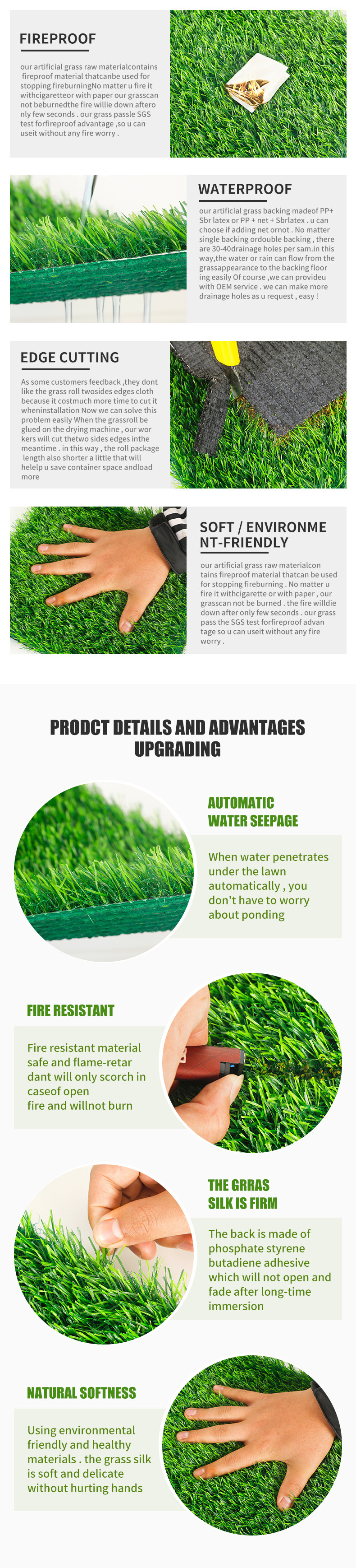 Ty High Quality Natural Garden Landscape Turf Artificial Grass Synthetic Grass Green Rug Cesped Artificial Grass Carpet