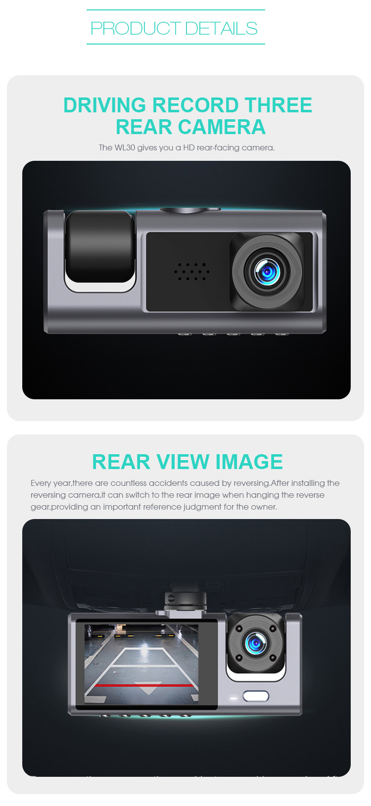 3 channels dash cam Car DVR WiFi  app control  Driving Recorder Night Vision 3 Lens  Hidden dashboard recorder