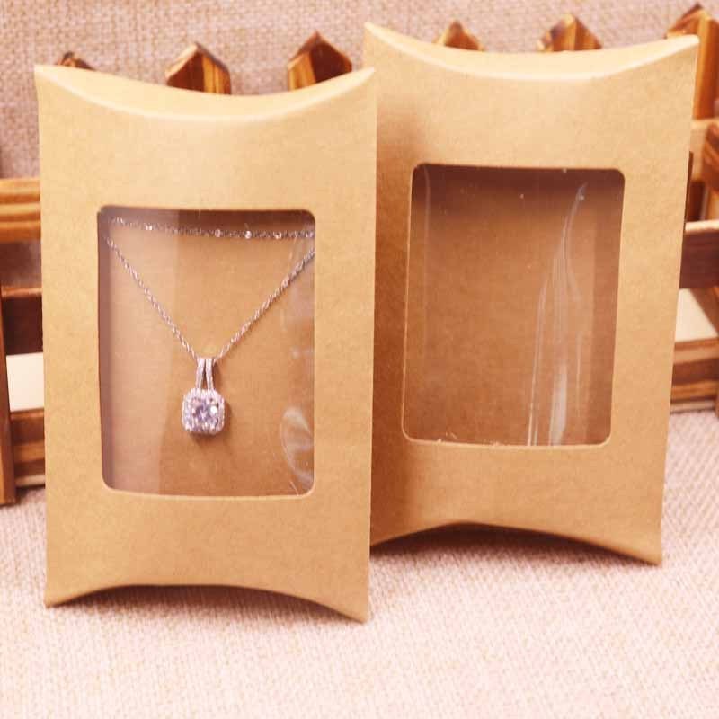 Unique Arc-Shaped Wig Paper Box Packaging Kraft Pillow Paper Box For Hair Extensions Necklace Ornaments