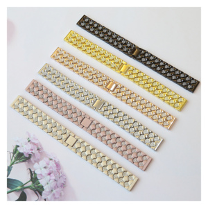 Fish Scale Pattern Double Diamond Metal Stainless Steel Watch Strap Band For Apple iWatch Series