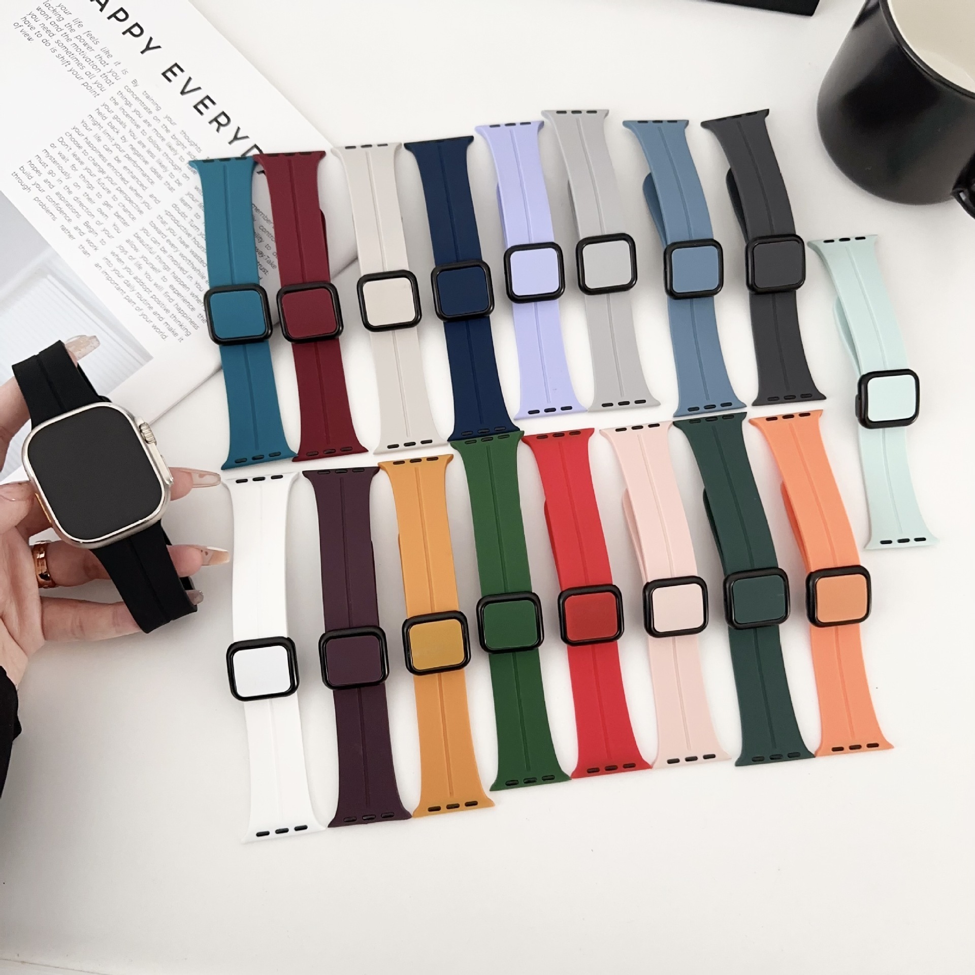 49MM Fashionable High Quality Magnetic Folding Buckle Silicone Smart Watch Strap For Apple Watch band Ultra2