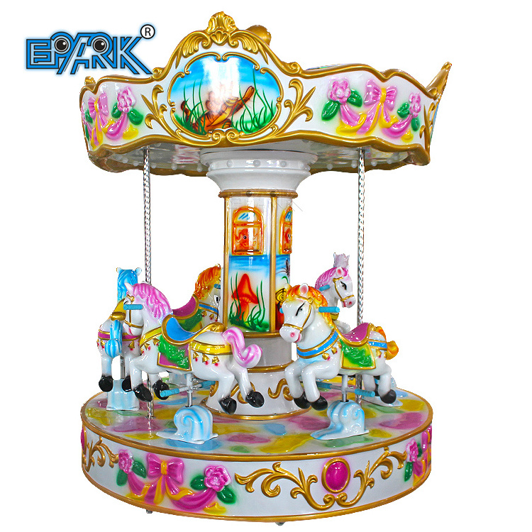 Coin Operated Kiddie Rides Portable Carrousel Small Fairground  Merry Go Round Kids 6 Seats Carousel For Children