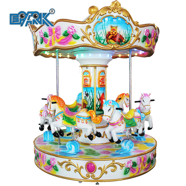 Coin Operated Kiddie Rides Portable Carrousel Small Fairground  Merry Go Round Kids 6 Seats Carousel For Children