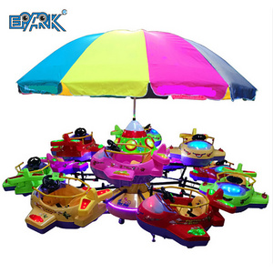 360 Rotating Amusement Park Kids Mini Electric Carousel Swing Machine 12 Seats Aircraft Ride With Umbrella