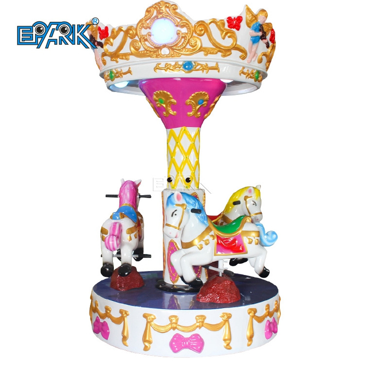 Amusement Kids Rides Indoor Outdoor Playground Merry Go Round 3 People Small Carousel For Sale