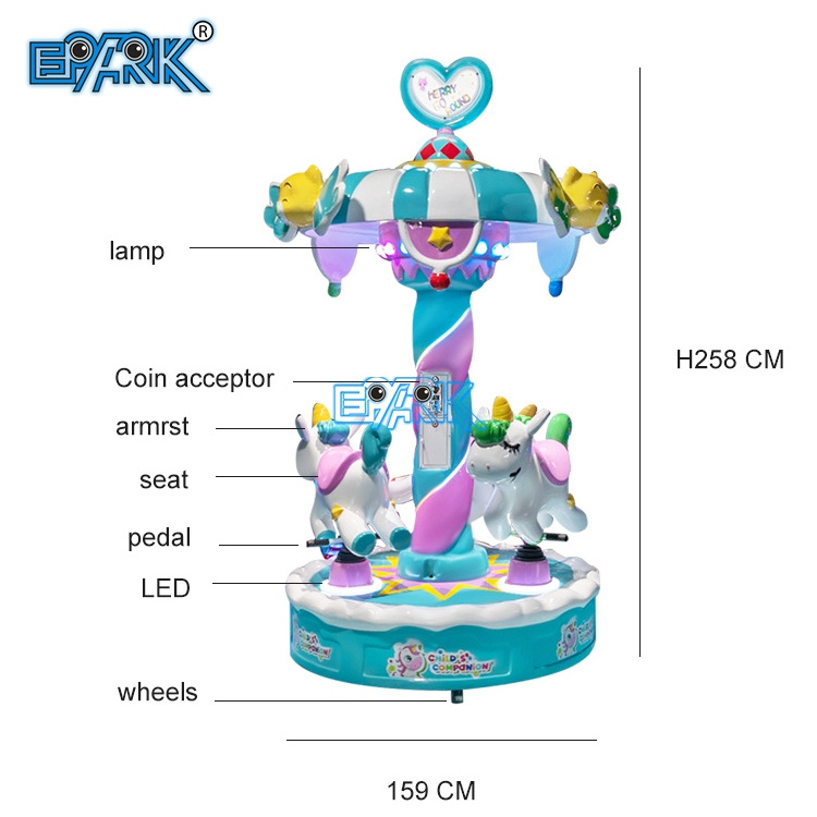 Children Outdoor Amusement Park Equipment Merry Go Round Kids 3 Seats Mini Carousel For Sale