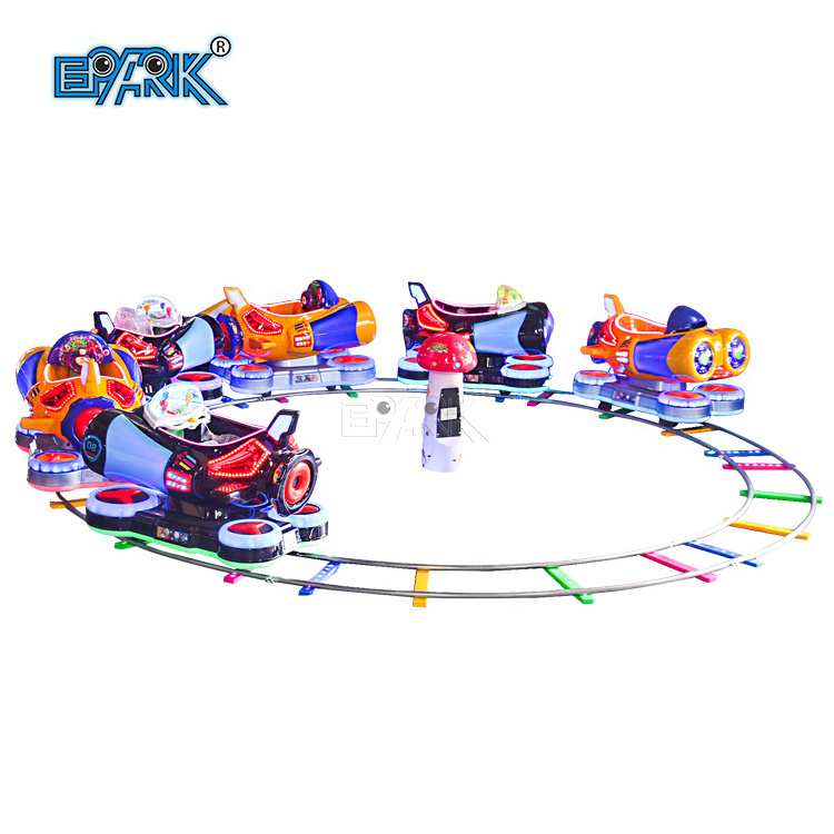 Cartoon Amusement Park Attraction Kiddie Games 6 Seats Electric Track Mini Train Ride