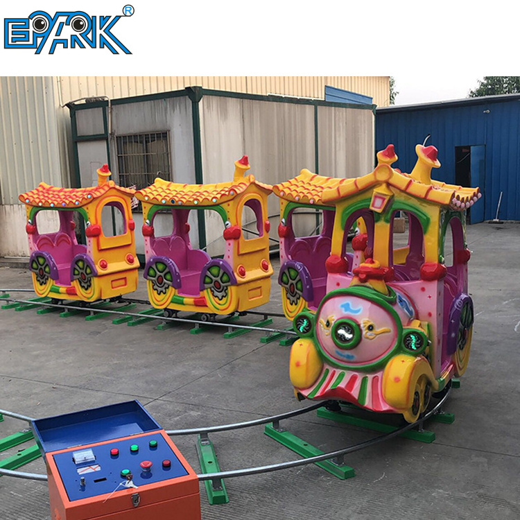 EPARK New Funny Kiddie Ride On Game Machine Fiberglass 14 Seats Kids Electrical Track Train For Sale