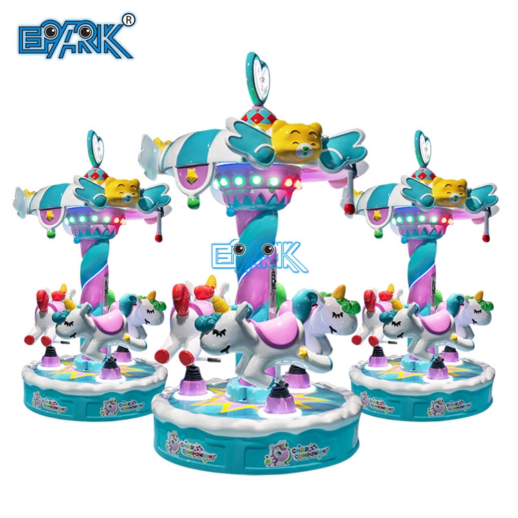 Children Outdoor Amusement Park Equipment Merry Go Round Kids 3 Seats Mini Carousel For Sale