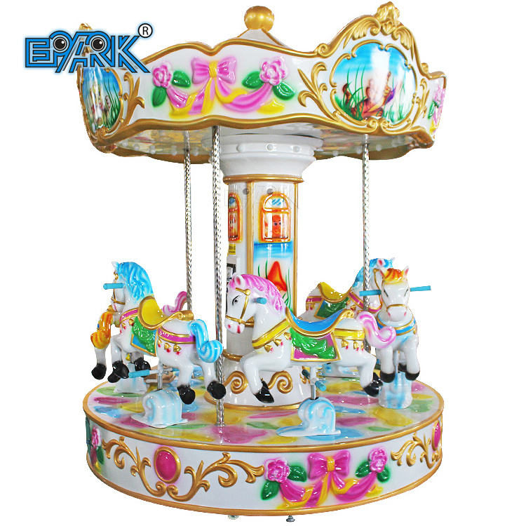 Coin Operated Kiddie Rides Portable Carrousel Small Fairground  Merry Go Round Kids 6 Seats Carousel For Children