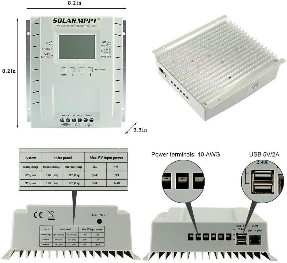 Tengyu  Tech Solar Controller MPPT 40A  60A Solar Charge Controller 12V/24V Maximum input 100V Solar Regulator