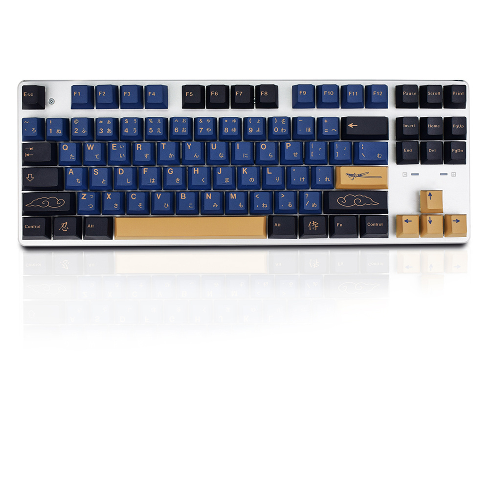 Blue Samurai Keycaps 129 Keys PBT Cherry Profile DYE SUB Custom Japanese with Keycaps Puller For Gaming Mechanical keyboard