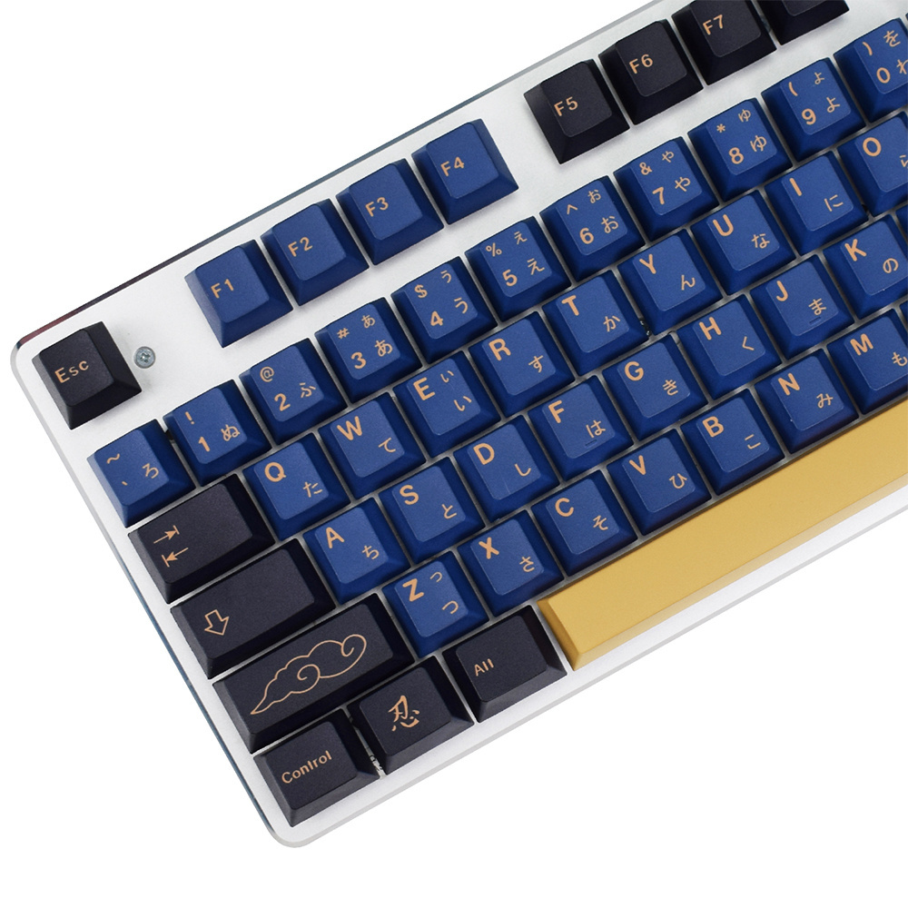 Blue Samurai Keycaps 129 Keys PBT Cherry Profile DYE SUB Custom Japanese with Keycaps Puller For Gaming Mechanical keyboard