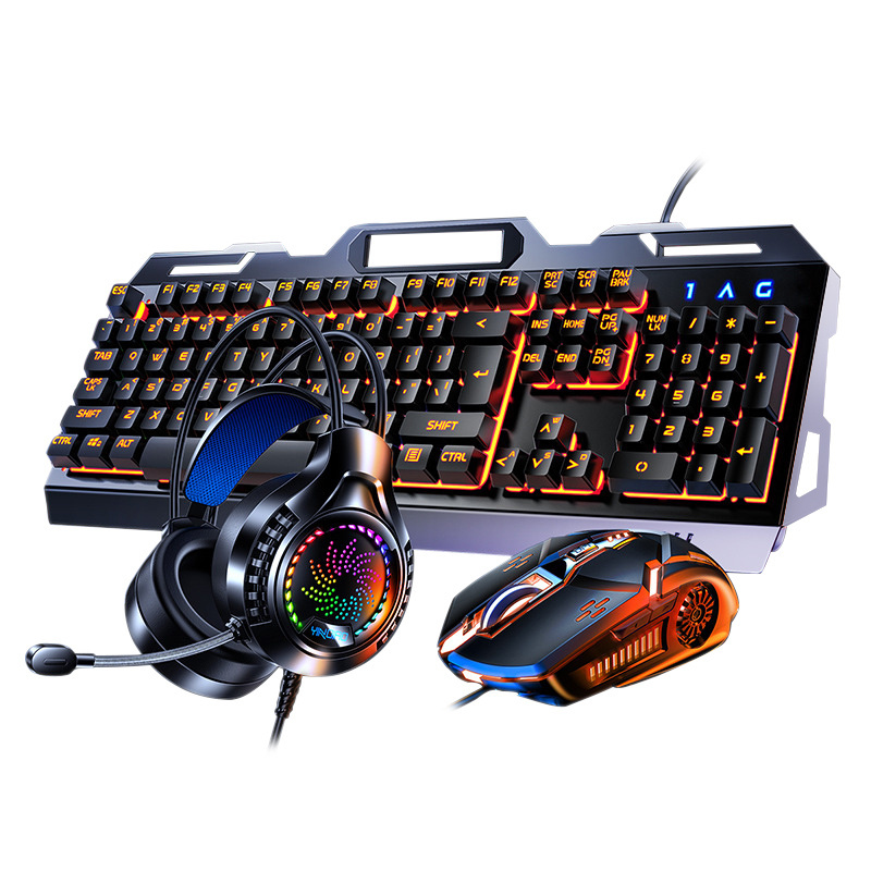 2024 New arrivals mechanical RGB Keyboard Mouse headphone Combo Wired desktop 104 key gaming Keyboard for pc computer case Gamin