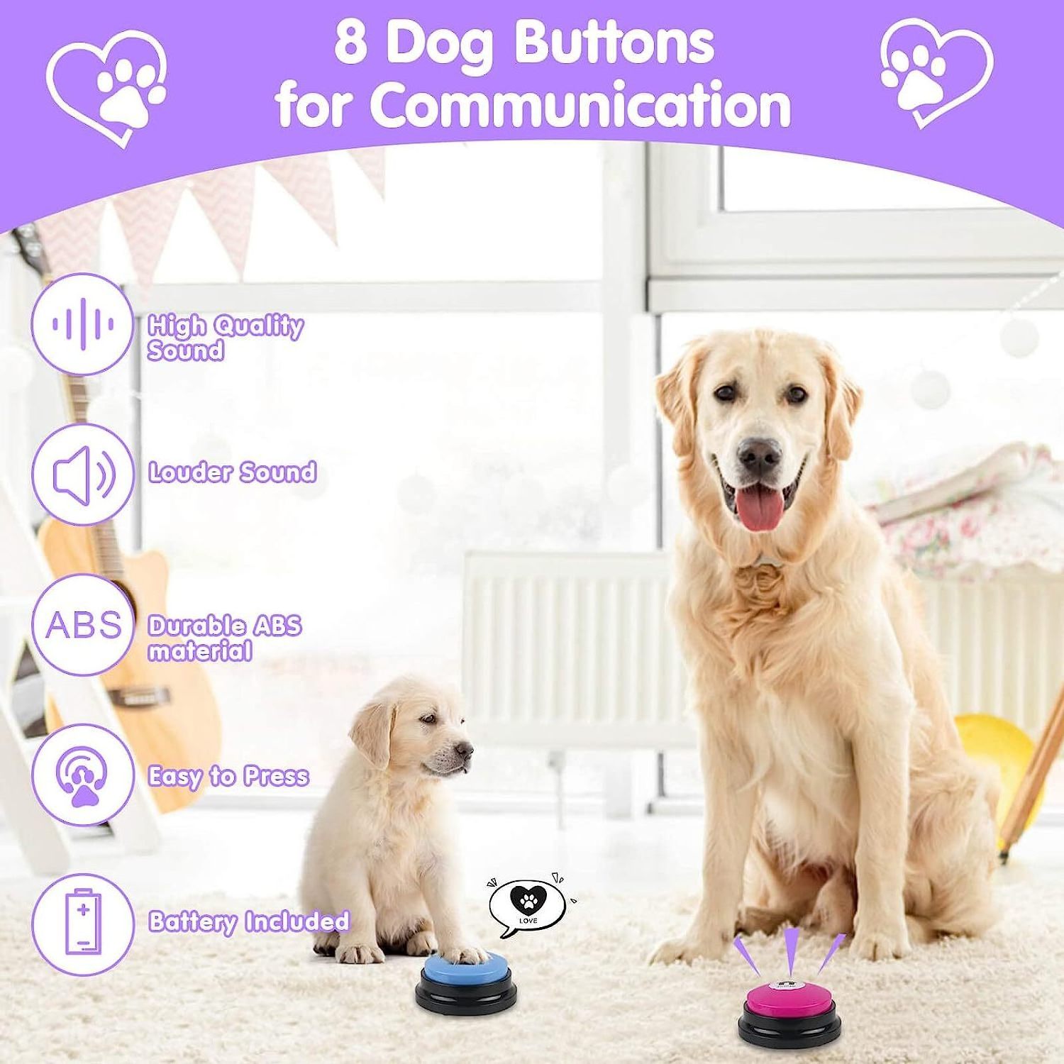 Pet communication button dog talking interactive training vocal button recording sound generator squeeze box