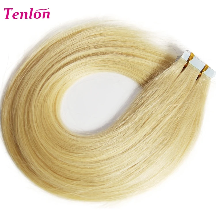 Wholesale Natural Blonde Curly Mini Seamless Invisible Tape Hair Virgin 100 Remy Human Hair Tape In Raw Chinese Hair Extensions