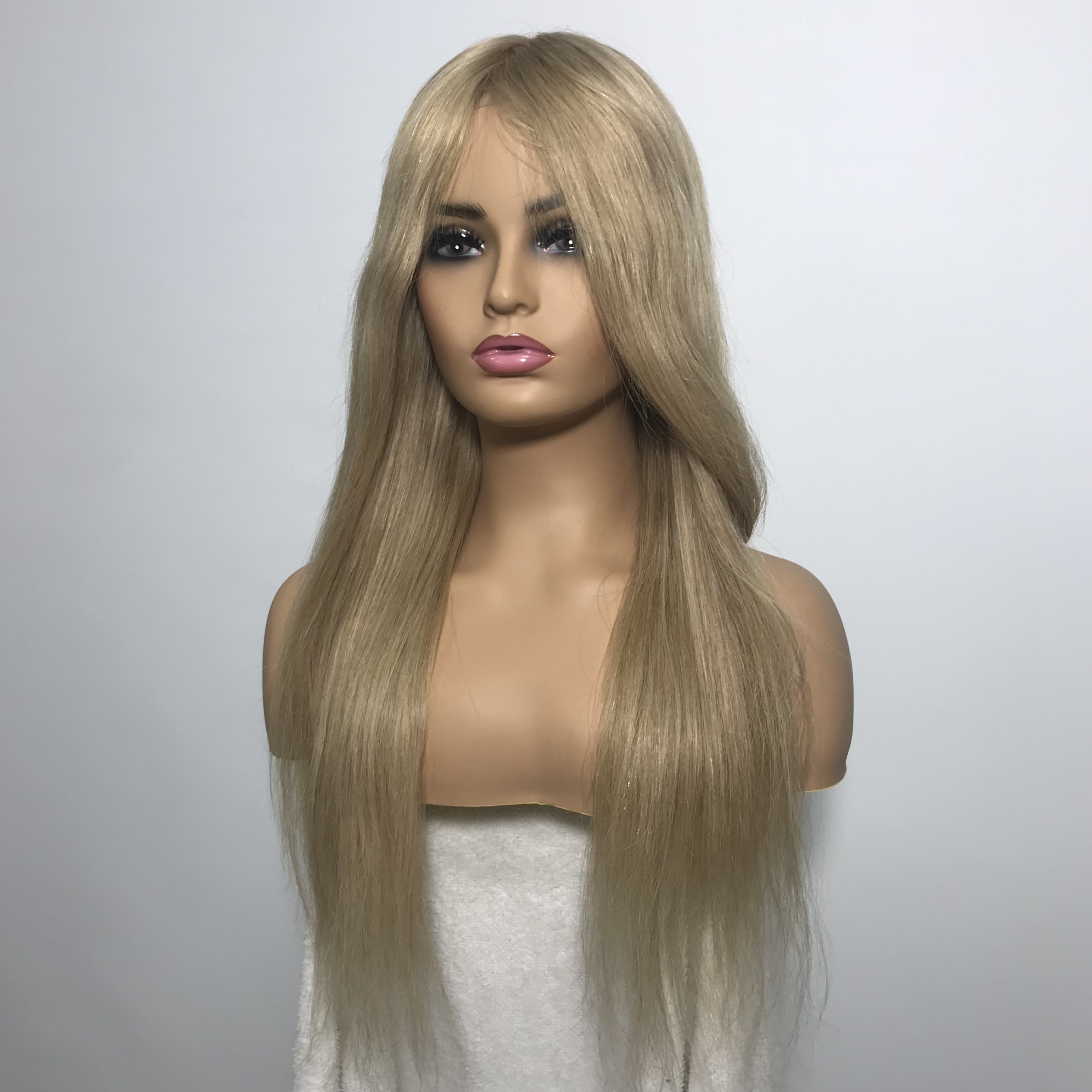 Women Highlight Blonde European Full Lace Silk Top Base Jewish Wig Raw Chinese Bone Straight Human Hair Vendor Jewish Kosher Wig