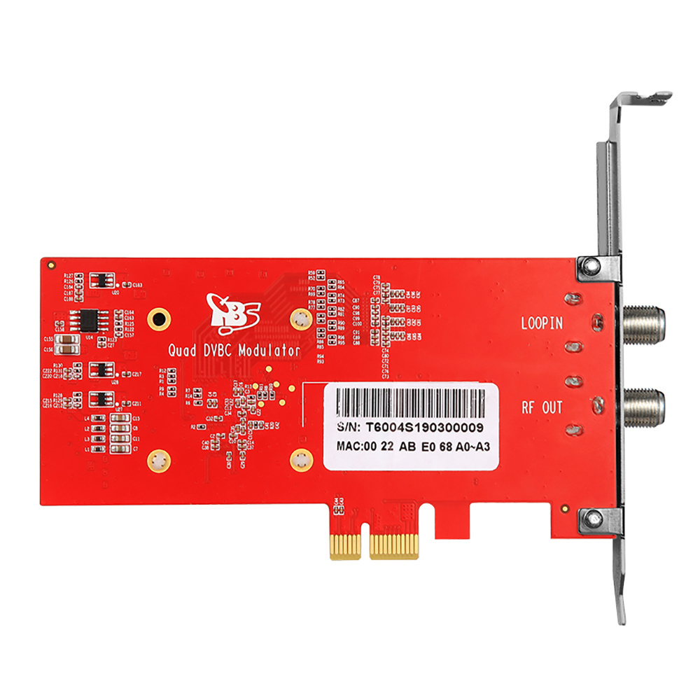 TBS6004  DVB-S/T, ISDB, IP to 4 QAM DVB-C modulator PCIe card with free generating software (ETSI EN 300 429/ITU-T J.83A/C)