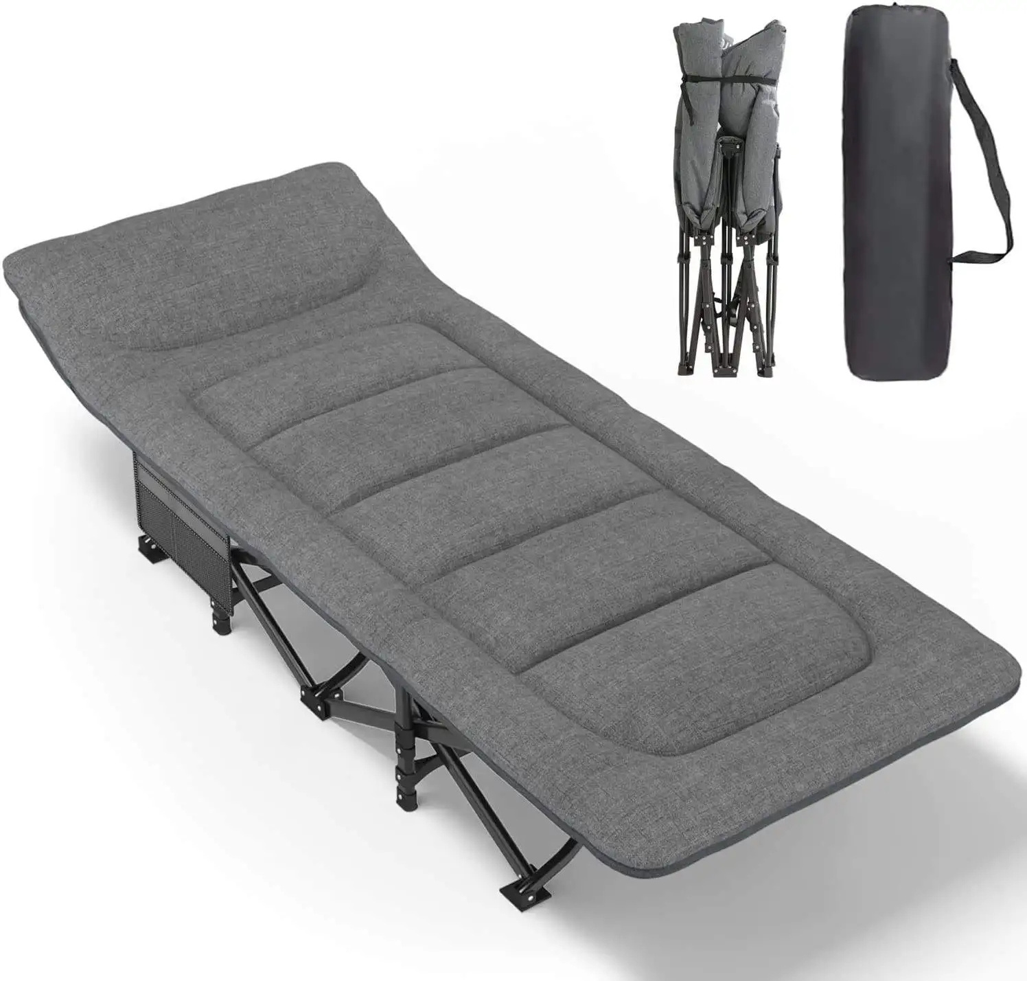 Custom Camping Cot Comfortable  Portable Folding Lounge Chair for Sleeping Single Supports Travel Office Garden Beds