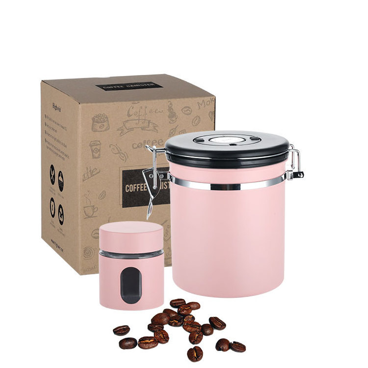 Tenrey Pink Coffee and Tea Set Stainless Steel Coffee Canister French Press Coffee Kettle