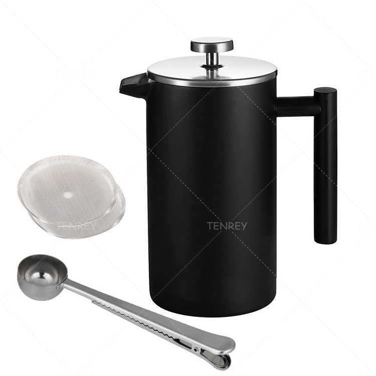 Tenrey 1000ML Camping Coffee Press Stainless Steel French Press