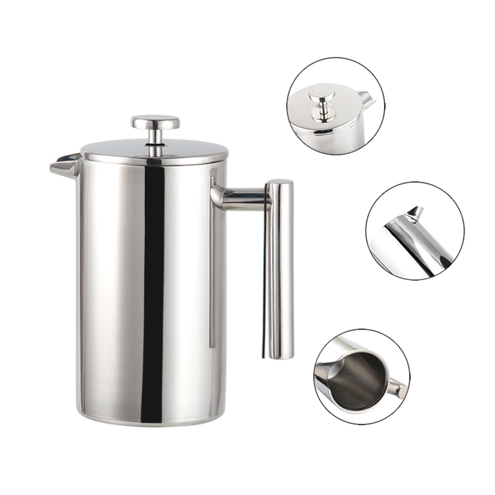 Copper Large Thermal Brewer 34Oz 1000ML  Stainless Steel Double Wall Vacuum Insulated French Press Coffee Maker