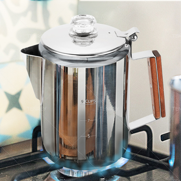 Camping Outdoor Stove Top Stainless Steel 304 Coffee Percolator Coffee Maker